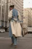 Light Wash Denim Leighton Belted Contrast Coat sold by JLUXLABEL