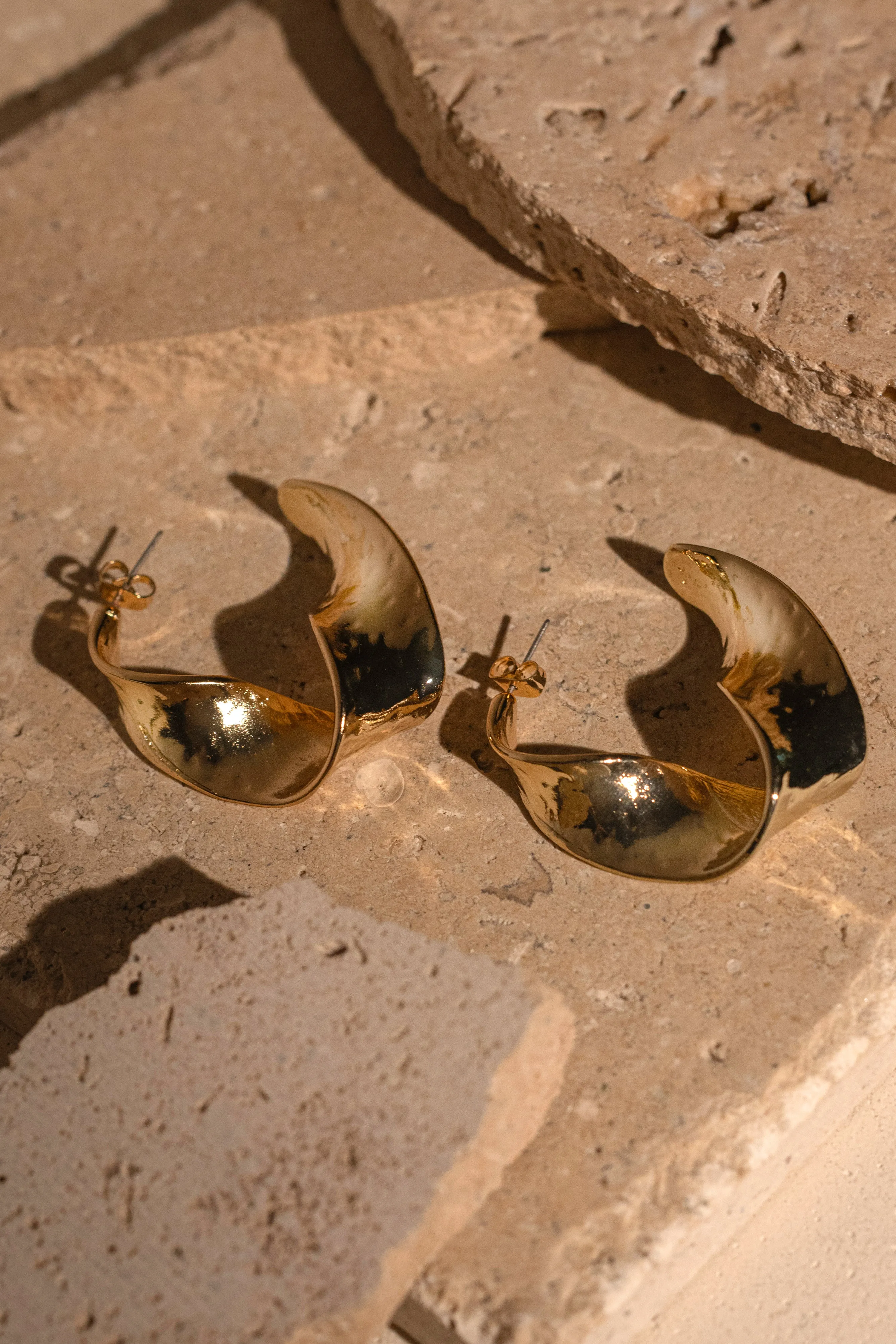 Gold Lulu Open Hoop Earrings sold by JLUXLABEL product image thumbnail 3