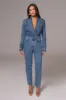 Medium Wash Dominica Structured Denim Bodysuit sold by JLUXLABEL
