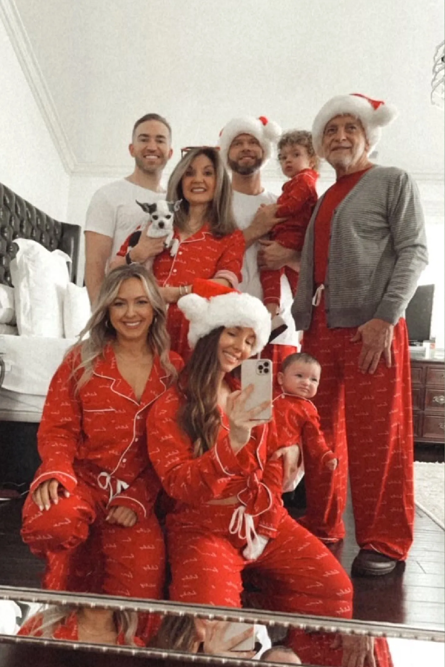 Red Home For The Holidays Adult Pajama Set sold by JLUXLABEL product image thumbnail 2