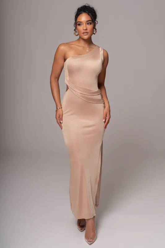 Tan Surrey Maxi Dress sold by JLUXLABEL