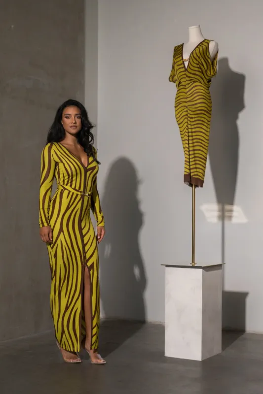 Lime Print Juki Maxi Dress sold by JLUXLABEL