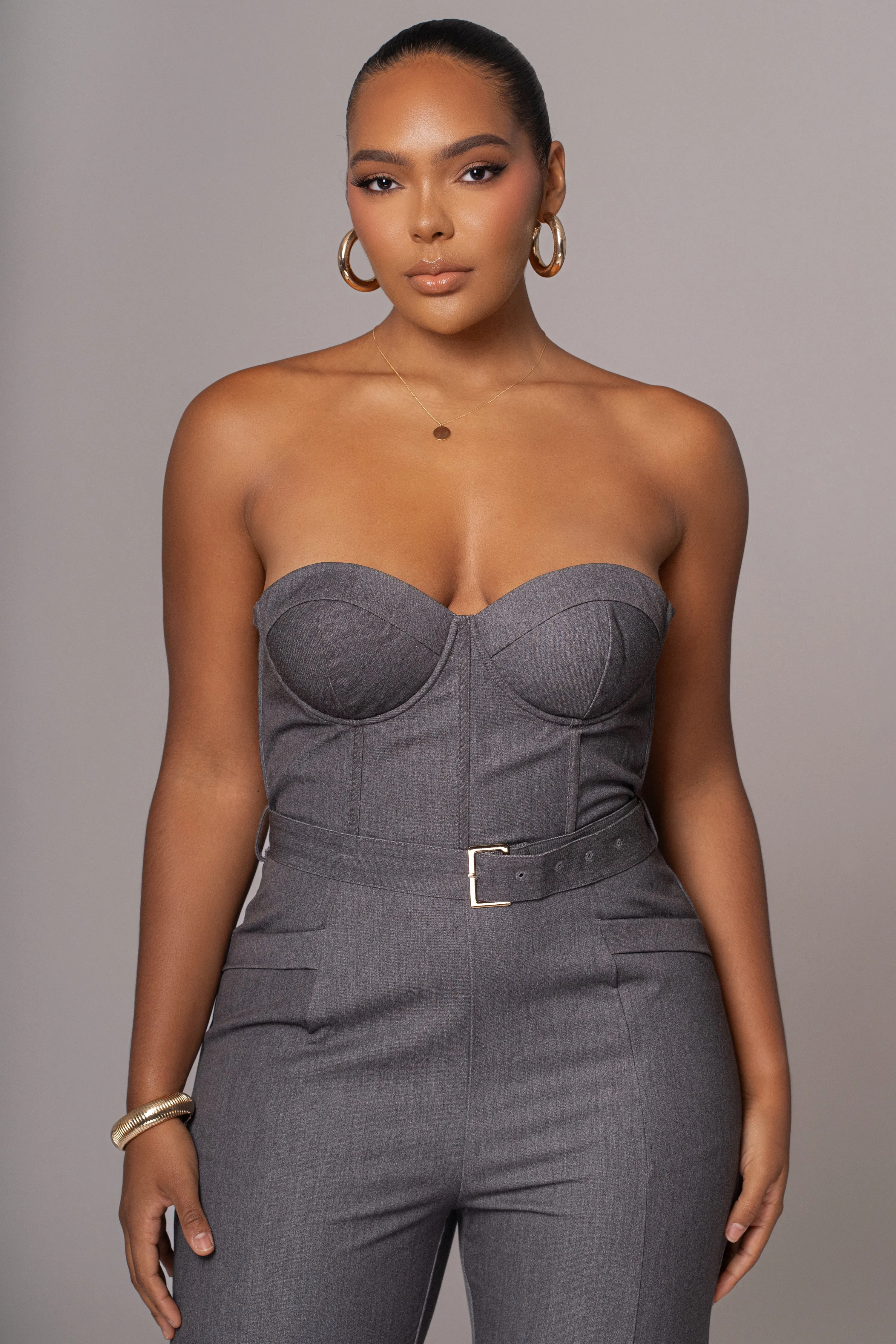 Grey Sweetheart Aroma Jumpsuit sold by JLUXLABEL product image thumbnail 2