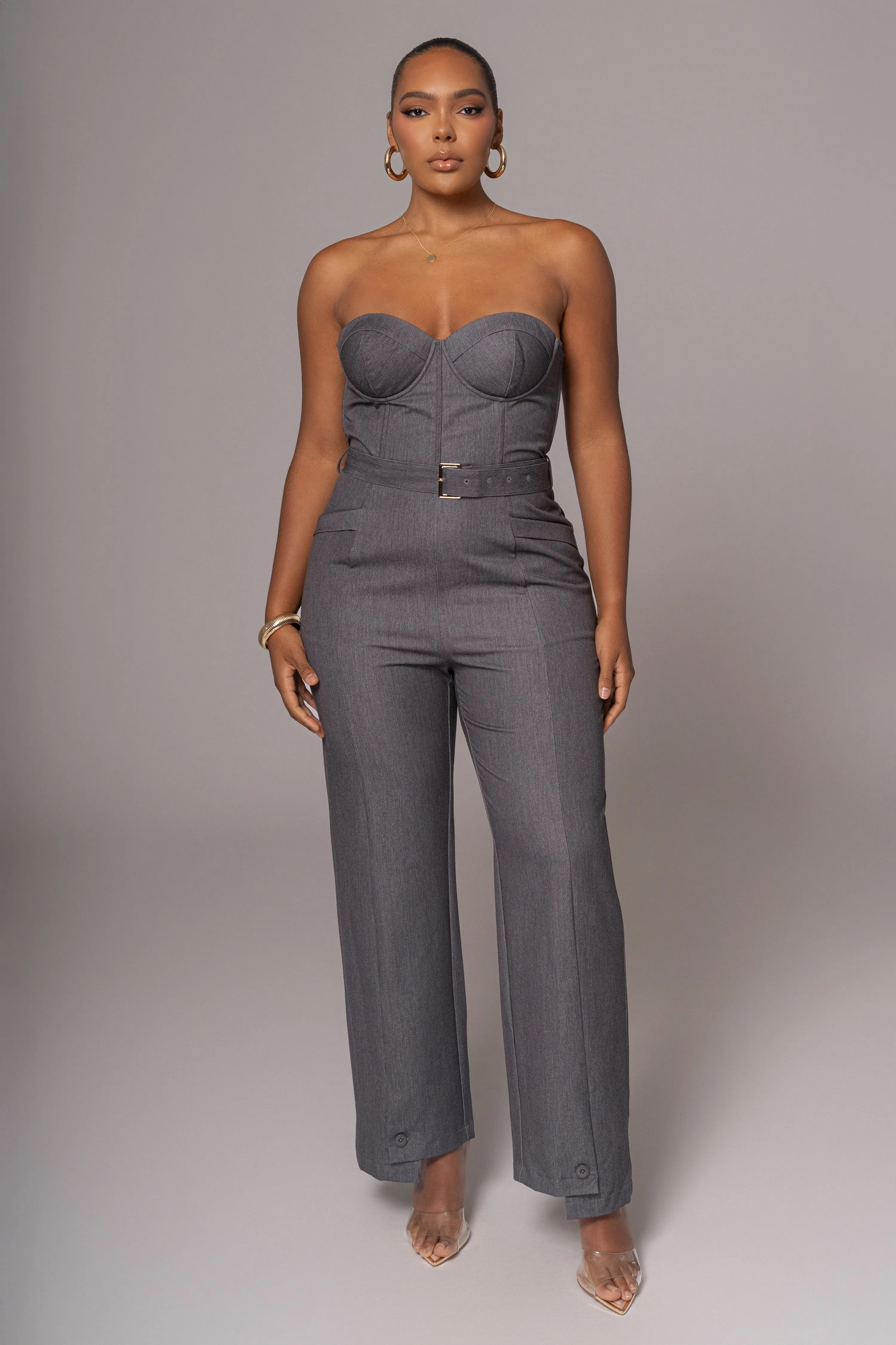 Grey Sweetheart Aroma Jumpsuit sold by JLUXLABEL product image thumbnail 4