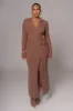 Chocolate Emma Knit Maxi Dress sold by JLUXLABEL