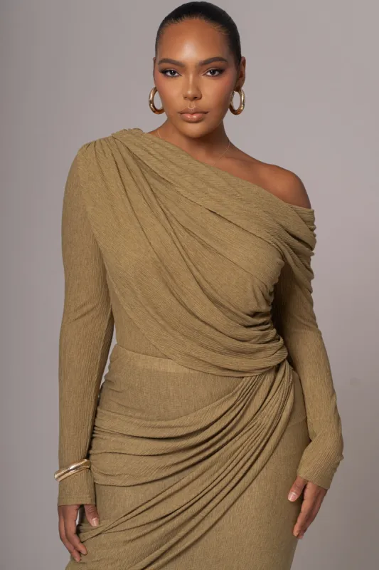 Moss Textured One Shoulder Bodysuit sold by JLUXLABEL