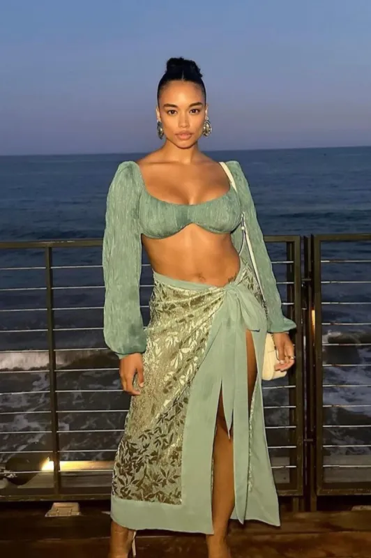 Teal Carey Long Sleeve Top sold by JLUXLABEL