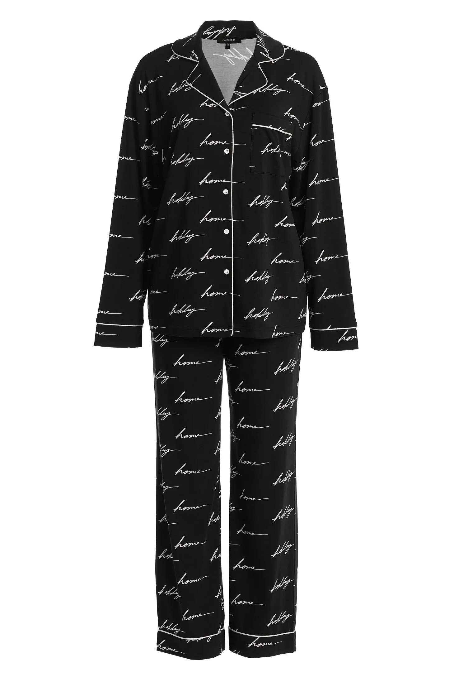 Black Home For The Holidays Adult Pajama Set sold by JLUXLABEL product image thumbnail 2