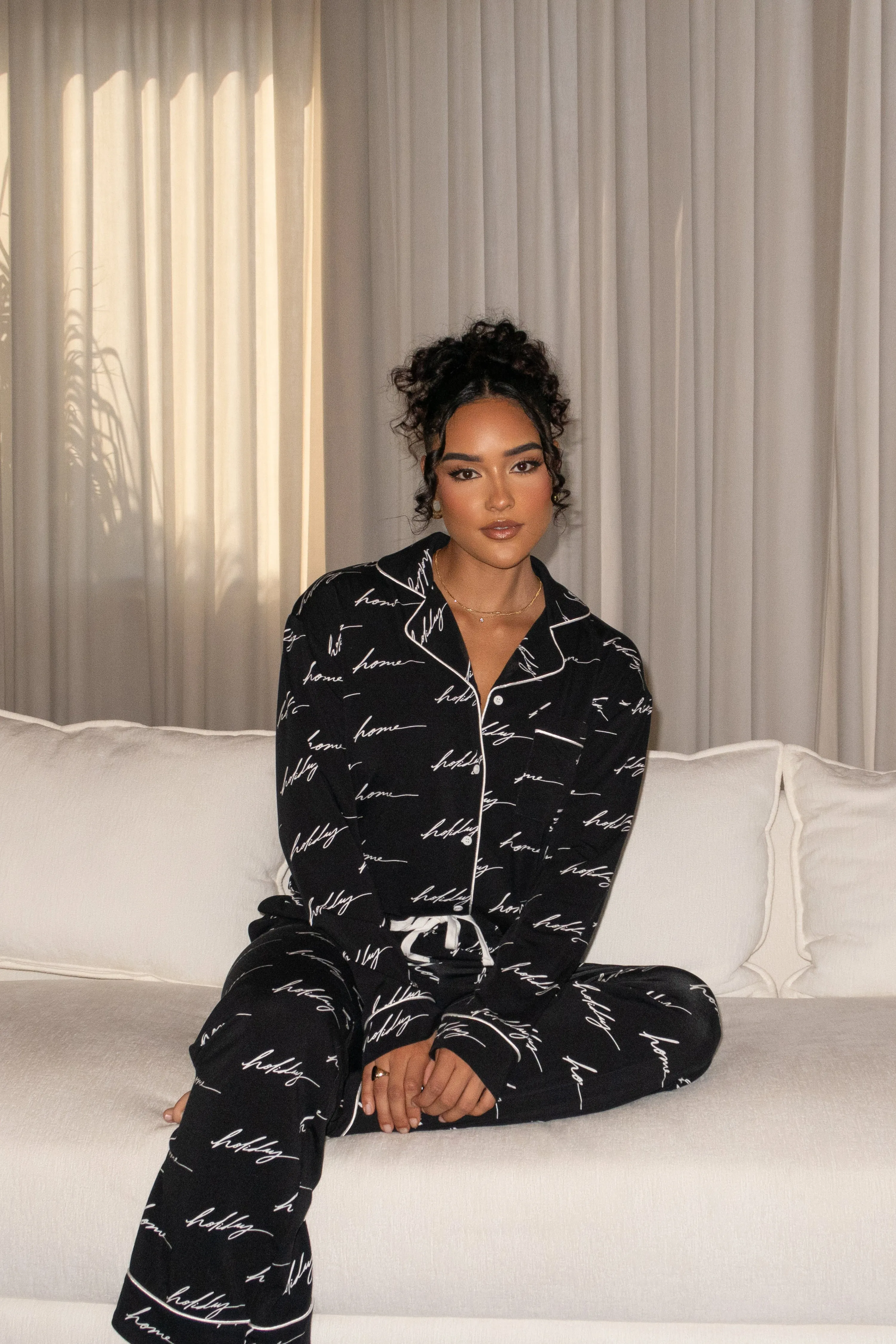 Black Home For The Holidays Adult Pajama Set sold by JLUXLABEL