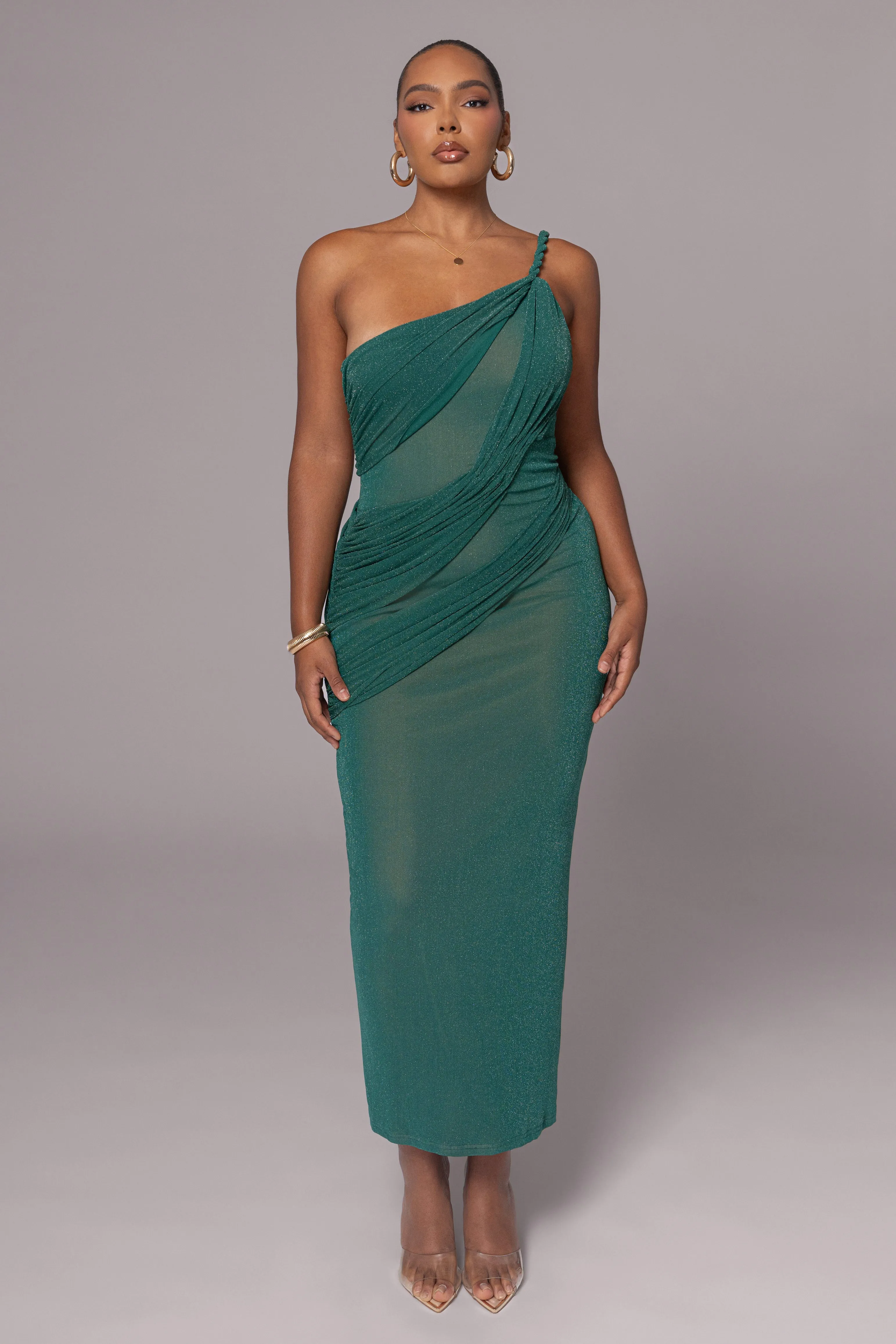 Green Alari One Shoulder Maxi Dress sold by JLUXLABEL product image thumbnail 3