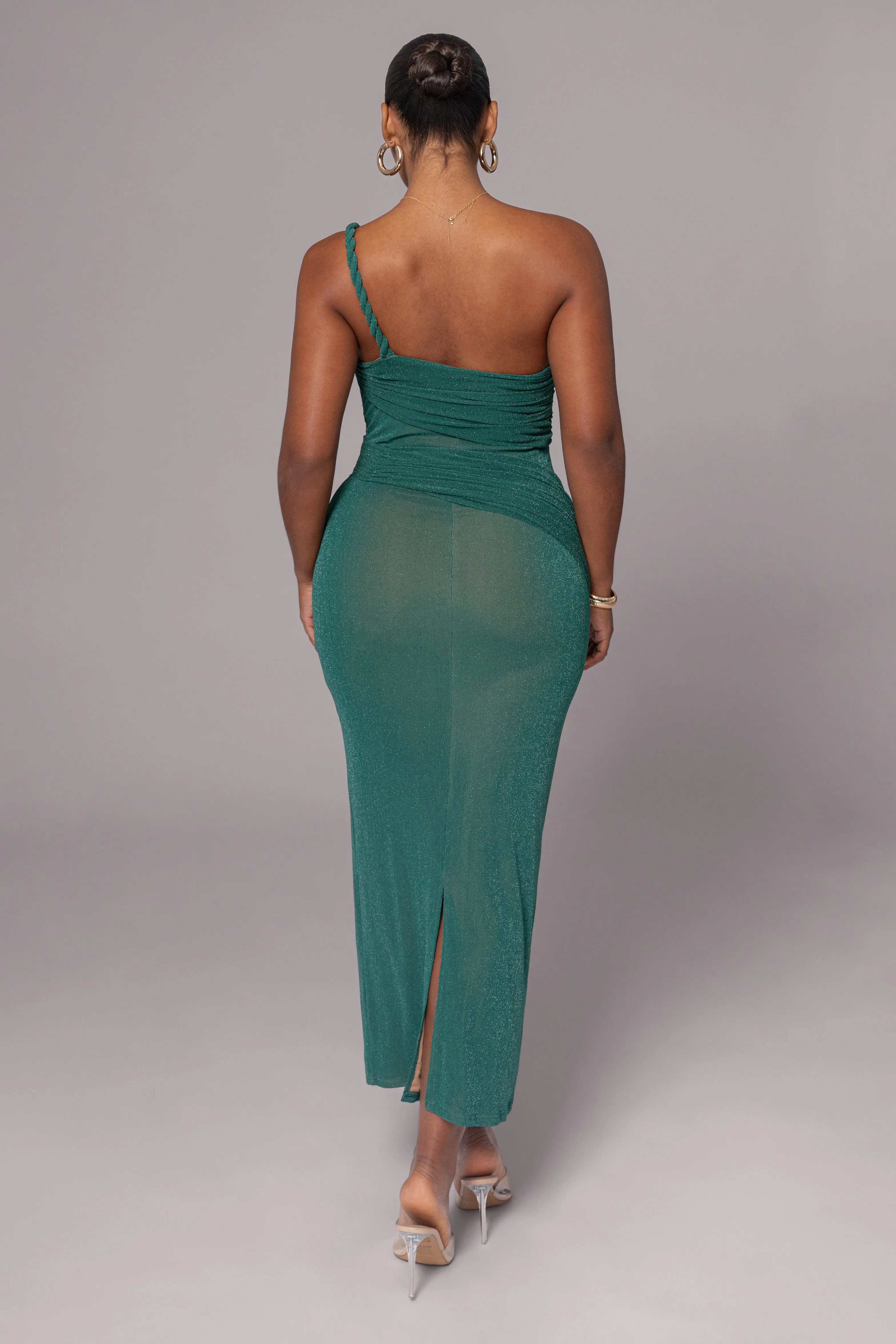 Green Alari One Shoulder Maxi Dress sold by JLUXLABEL product image thumbnail 4
