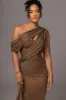 Bronze Metallic Celestina Draped Maxi Dress sold by JLUXLABEL