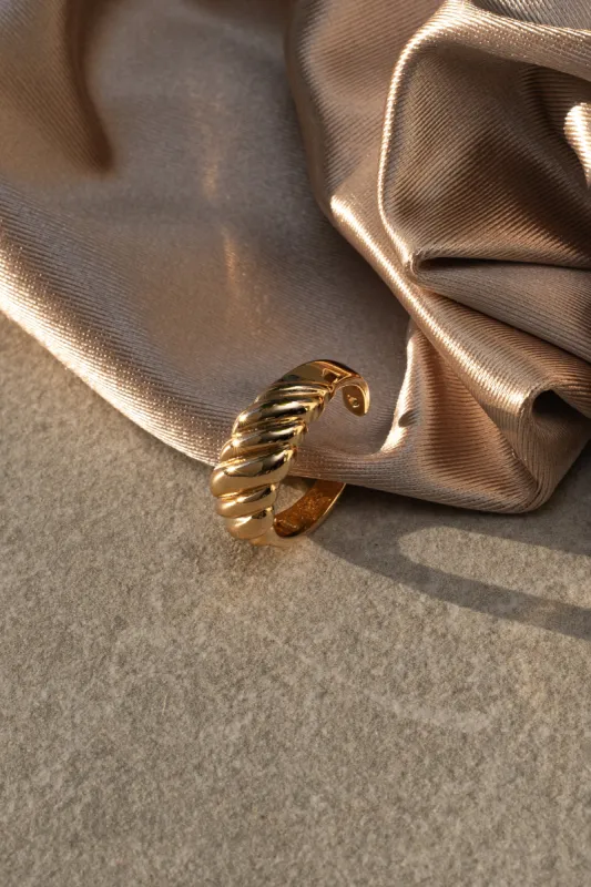 Gold Mae Croissant Ring made by JLUXLABEL