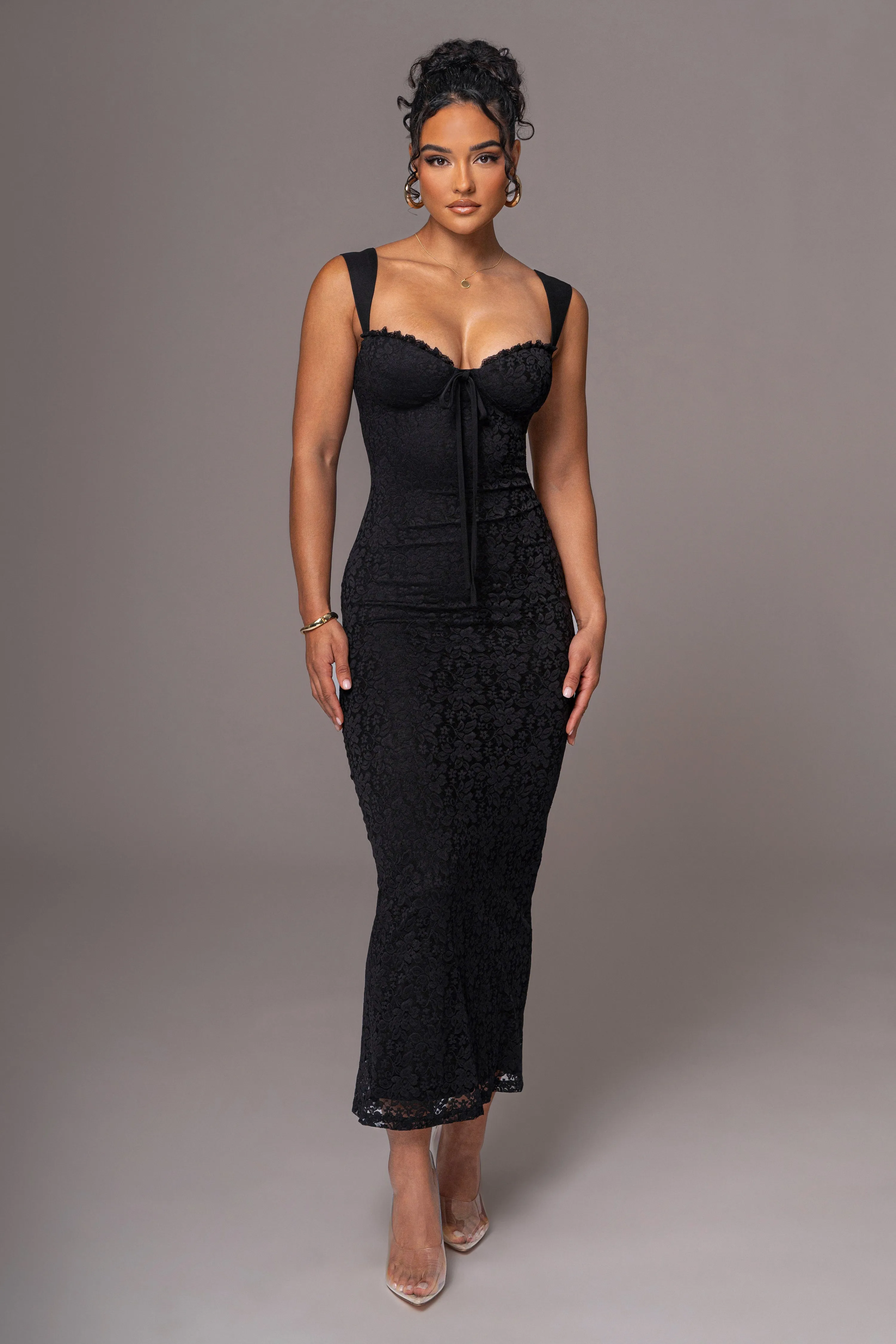 Black Sweet Affection Lace Maxi Dress sold by JLUXLABEL product image thumbnail 3
