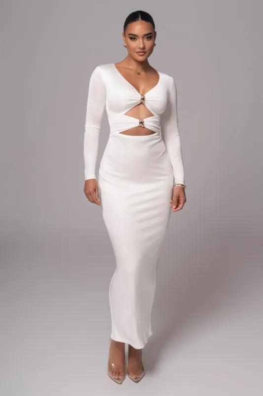 Ivory Soiree Cutout Maxi Dress sold by JLUXLABEL