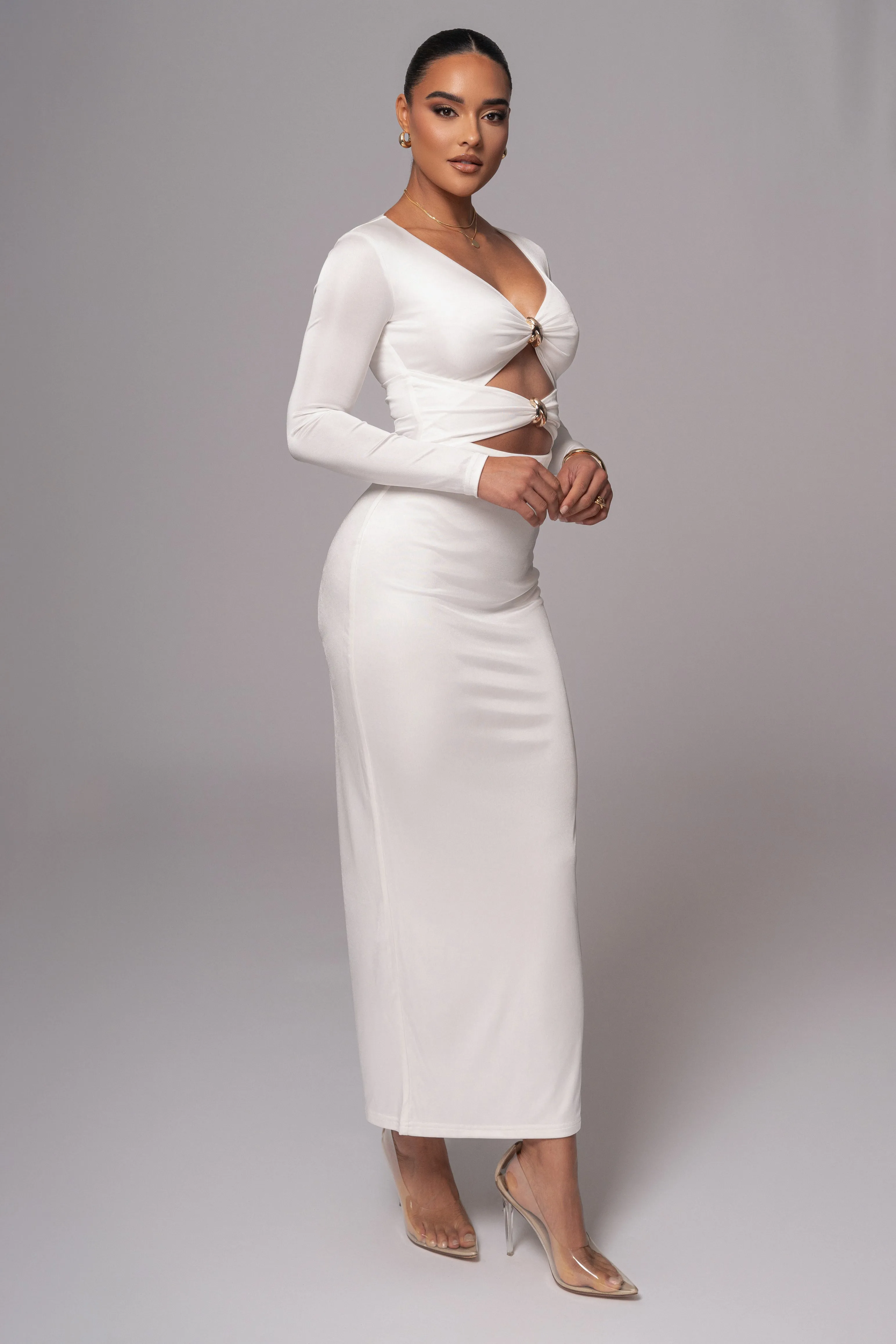 Ivory Soiree Cutout Maxi Dress sold by JLUXLABEL product image thumbnail 3