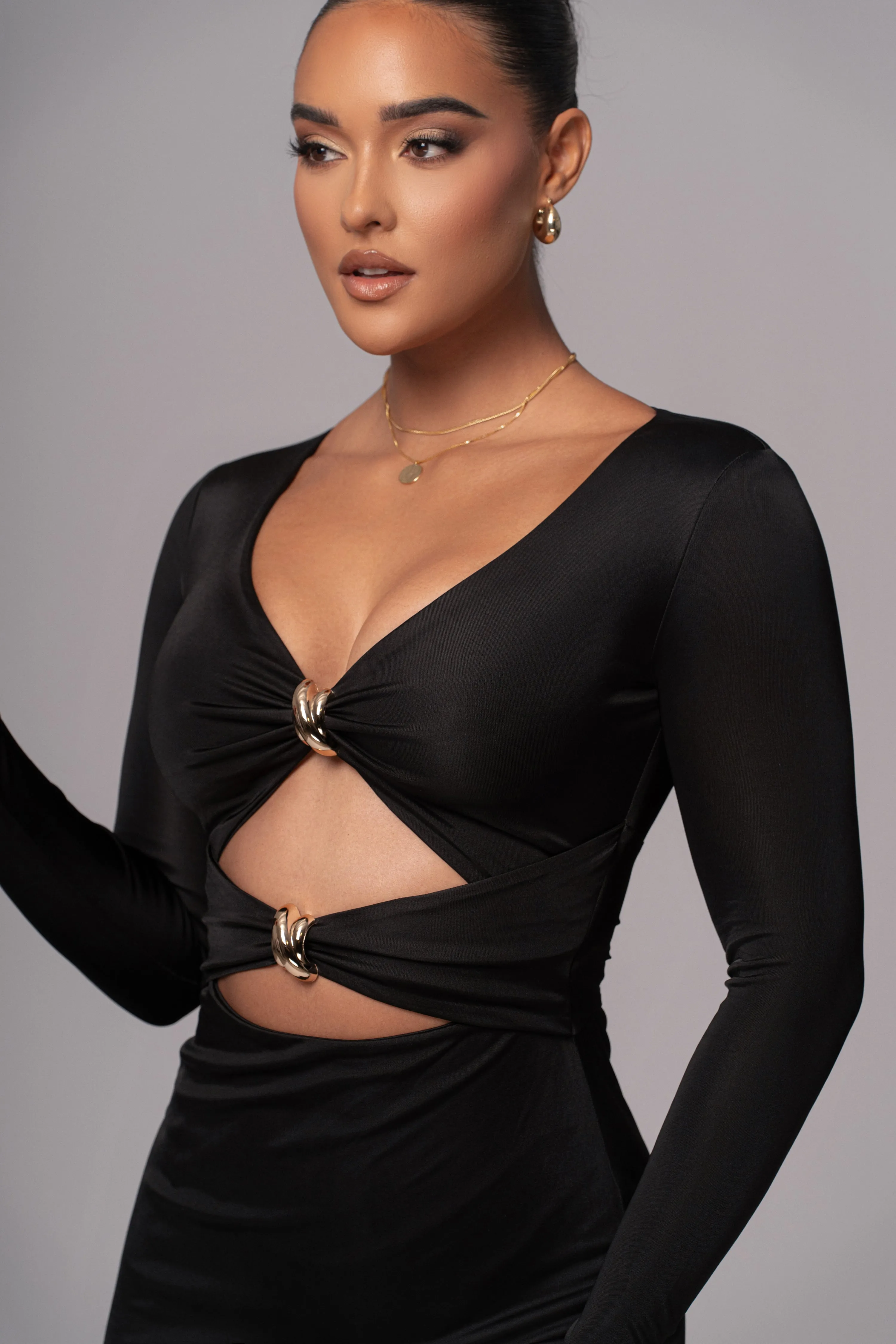 Black Soiree Cutout Maxi Dress sold by JLUXLABEL product image thumbnail 4