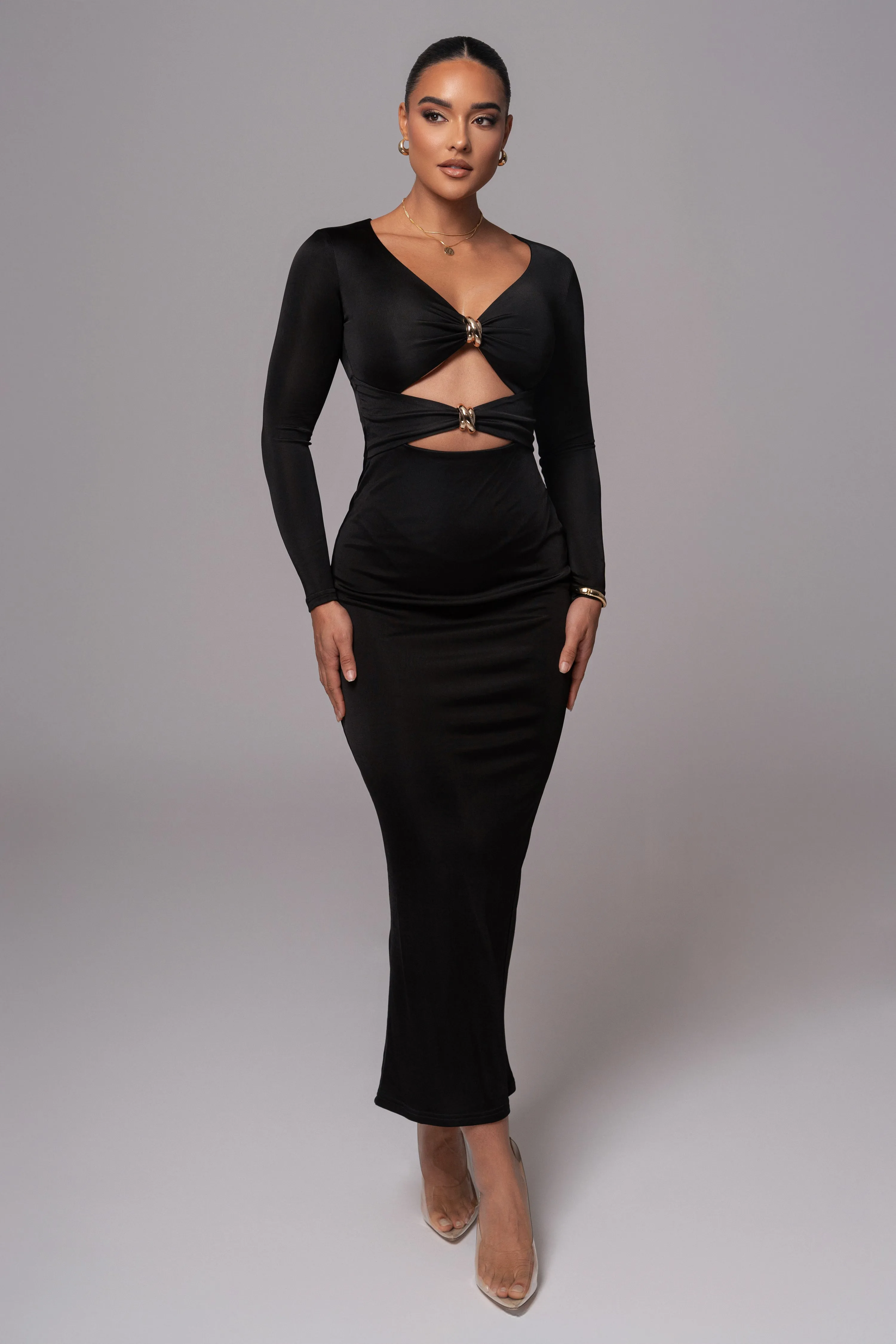 Black Soiree Cutout Maxi Dress sold by JLUXLABEL product image thumbnail 3