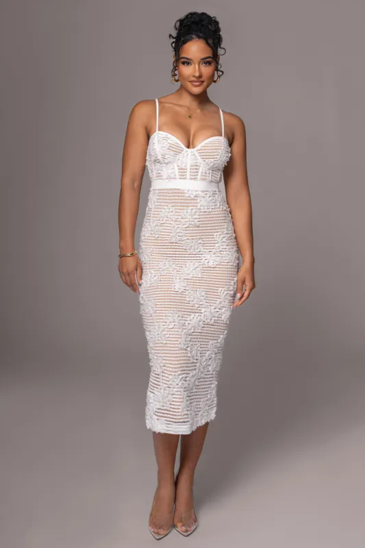 White Angelic Lace Midi Dress sold by JLUXLABEL