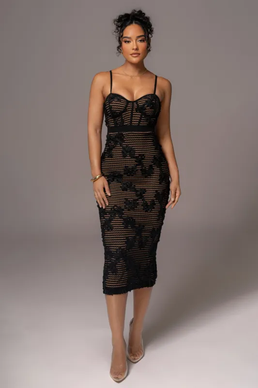 Black Angelic Lace Midi Dress sold by JLUXLABEL