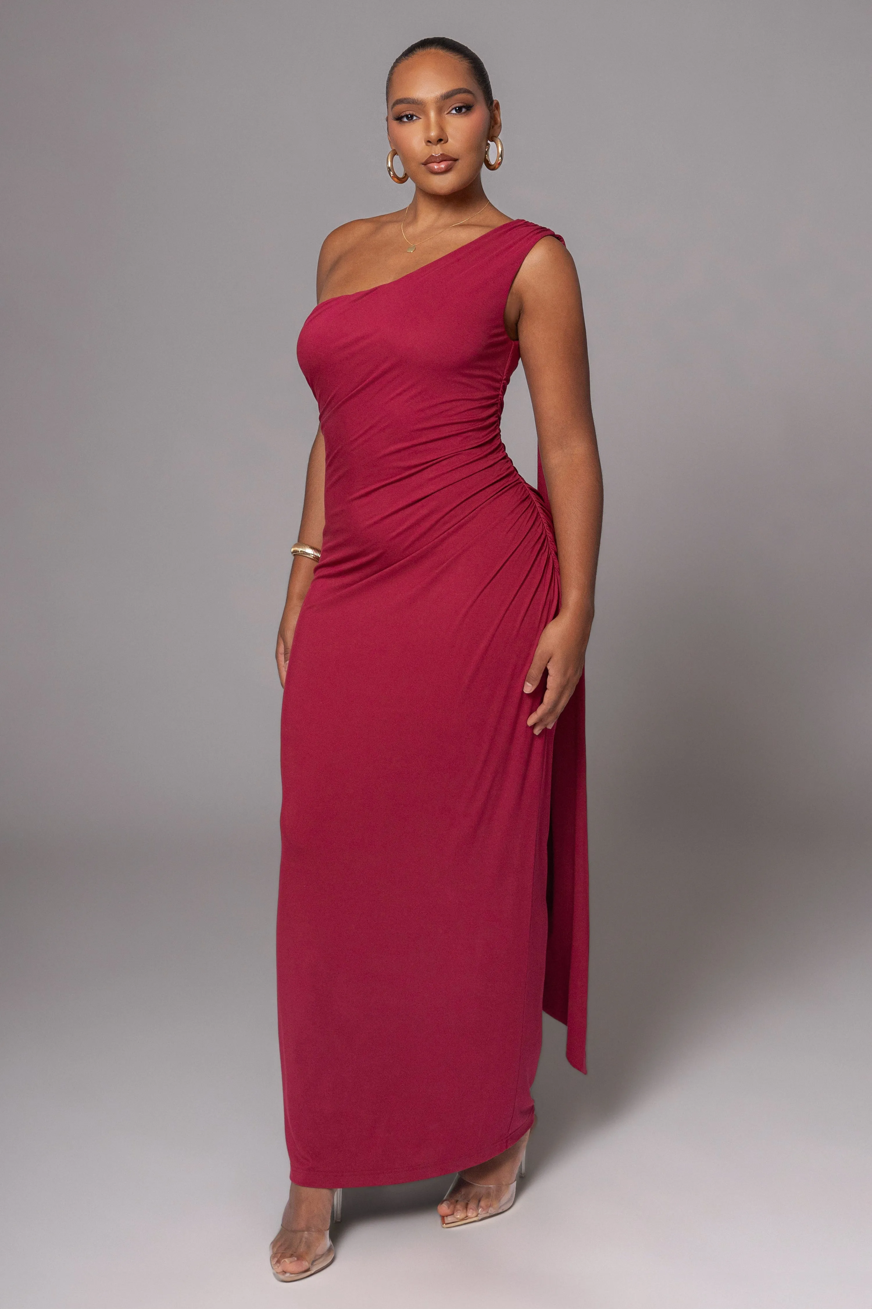 Red Kianna Drape Maxi Dress sold by JLUXLABEL product image thumbnail 5