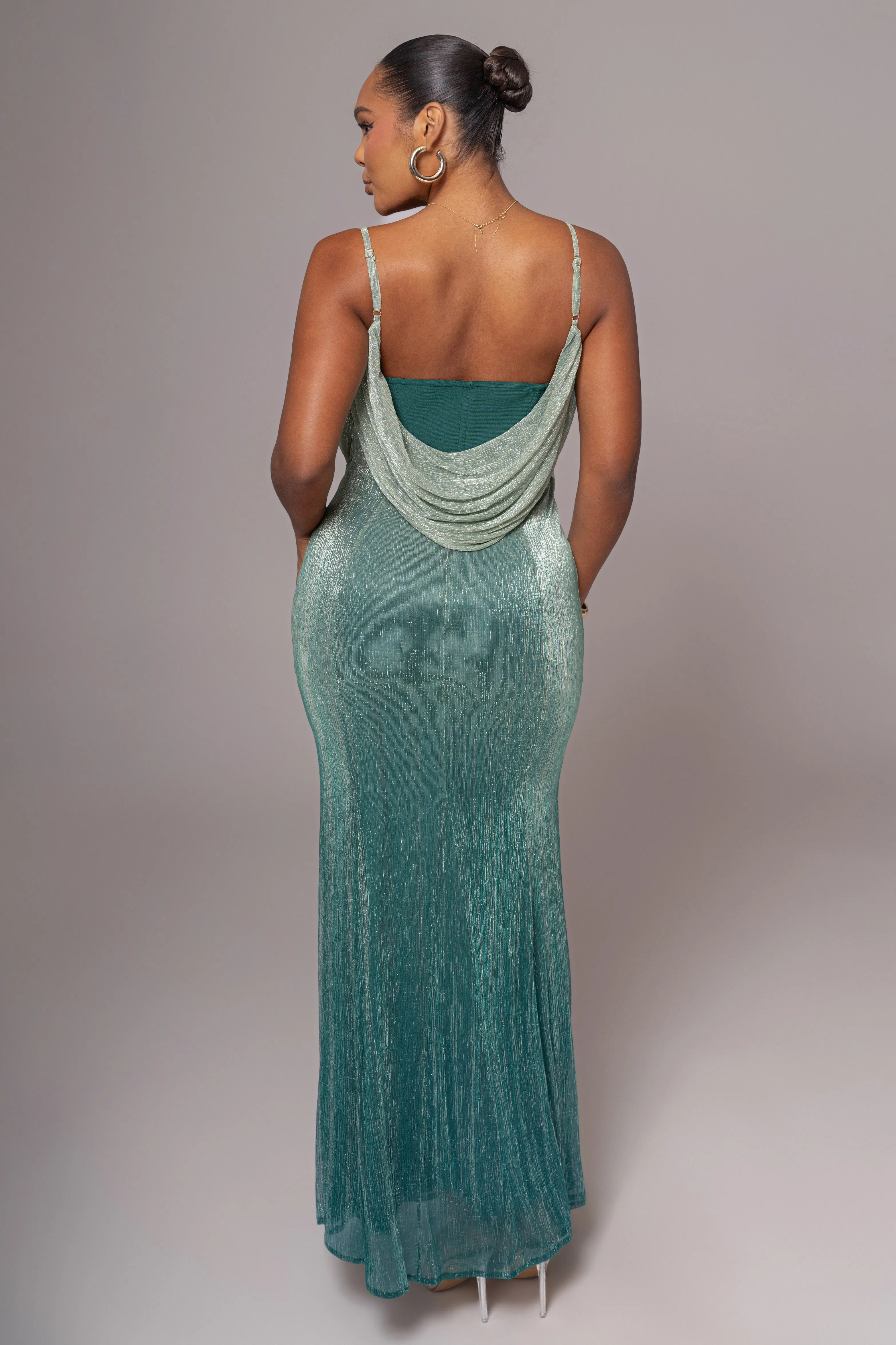 Green Shimmery Nights Maxi Dress sold by JLUXLABEL product image thumbnail 5