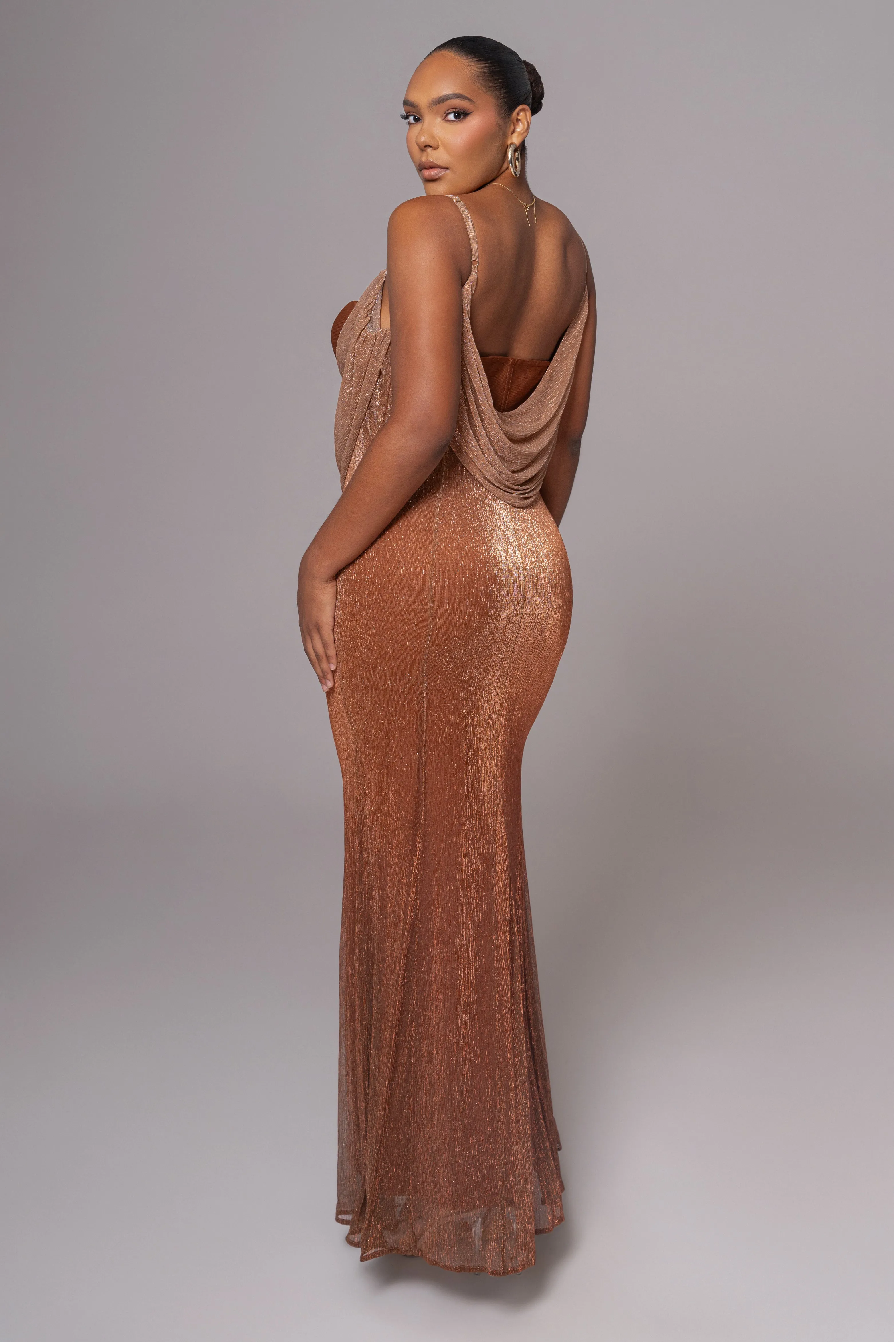 Gold Shimmery Nights Maxi Dress sold by JLUXLABEL product image thumbnail 4