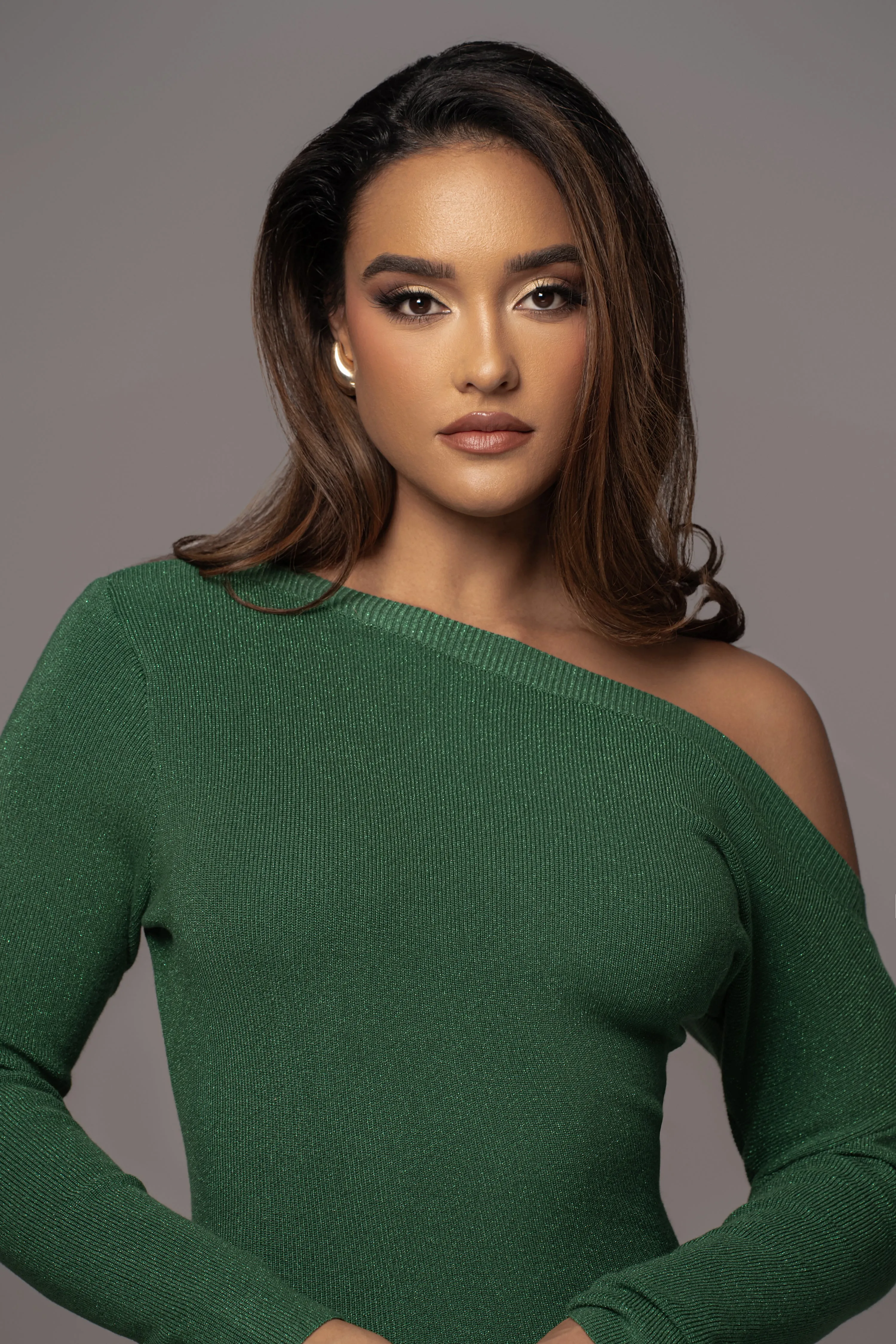 Green Night Shimmers Asymmetrical Maxi Dress sold by JLUXLABEL product image thumbnail 5