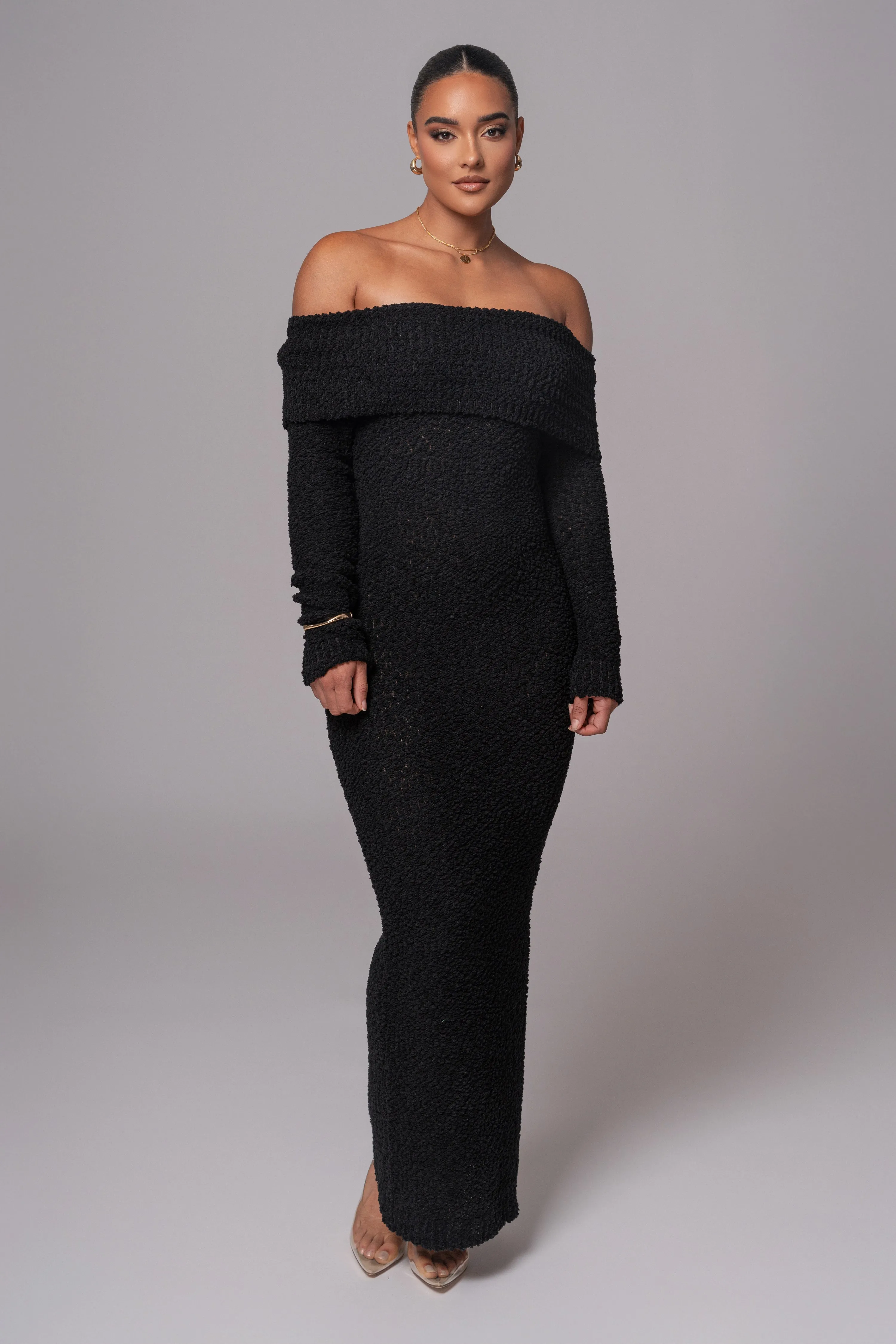 Black Olivea Knit Maxi Dress sold by JLUXLABEL