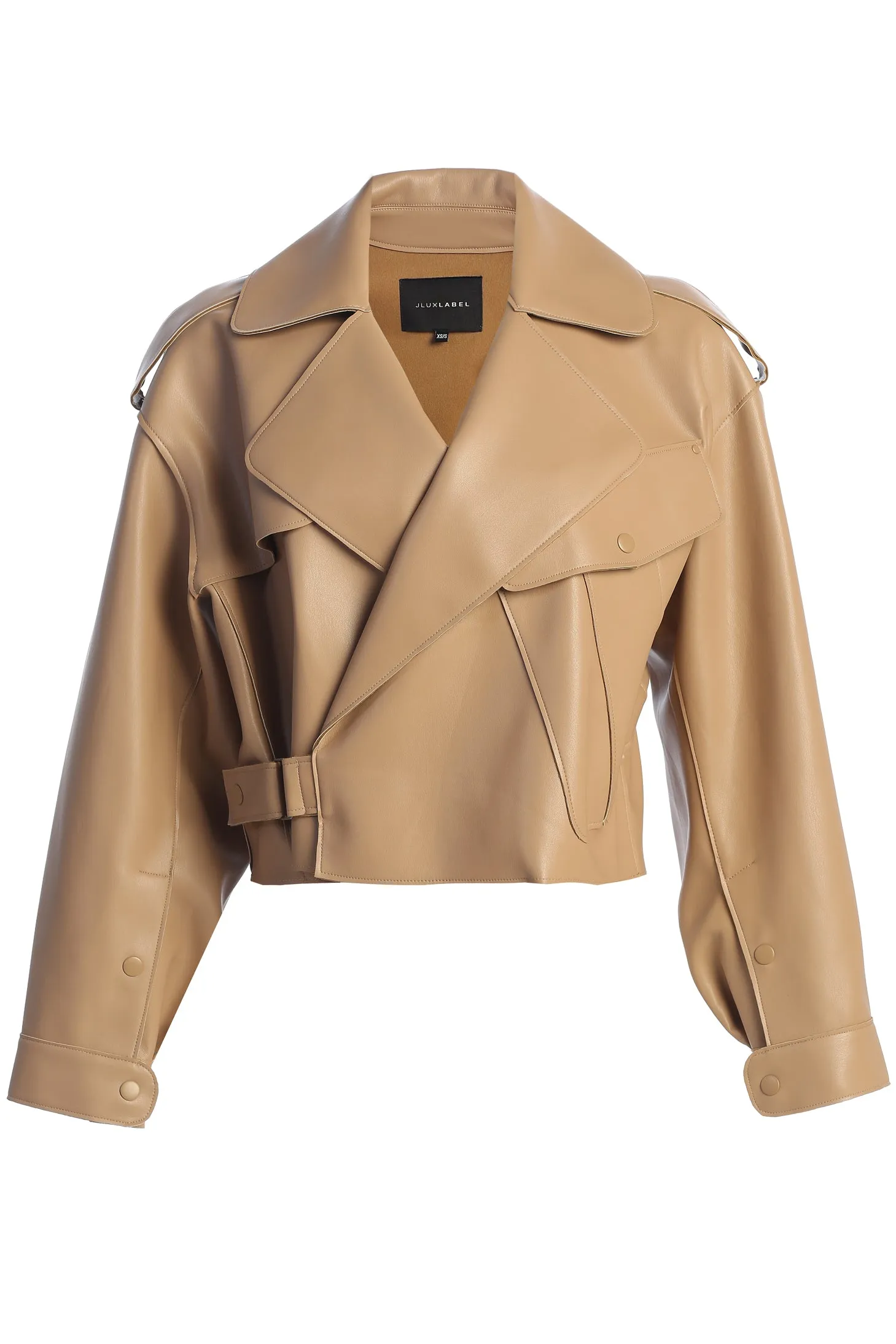Tan Raja Faux Leather Jacket sold by JLUXLABEL product image thumbnail 2
