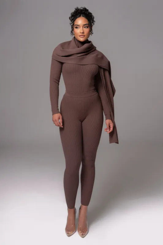 Chocolate Naaya Ribbed Leggings sold by JLUXLABEL