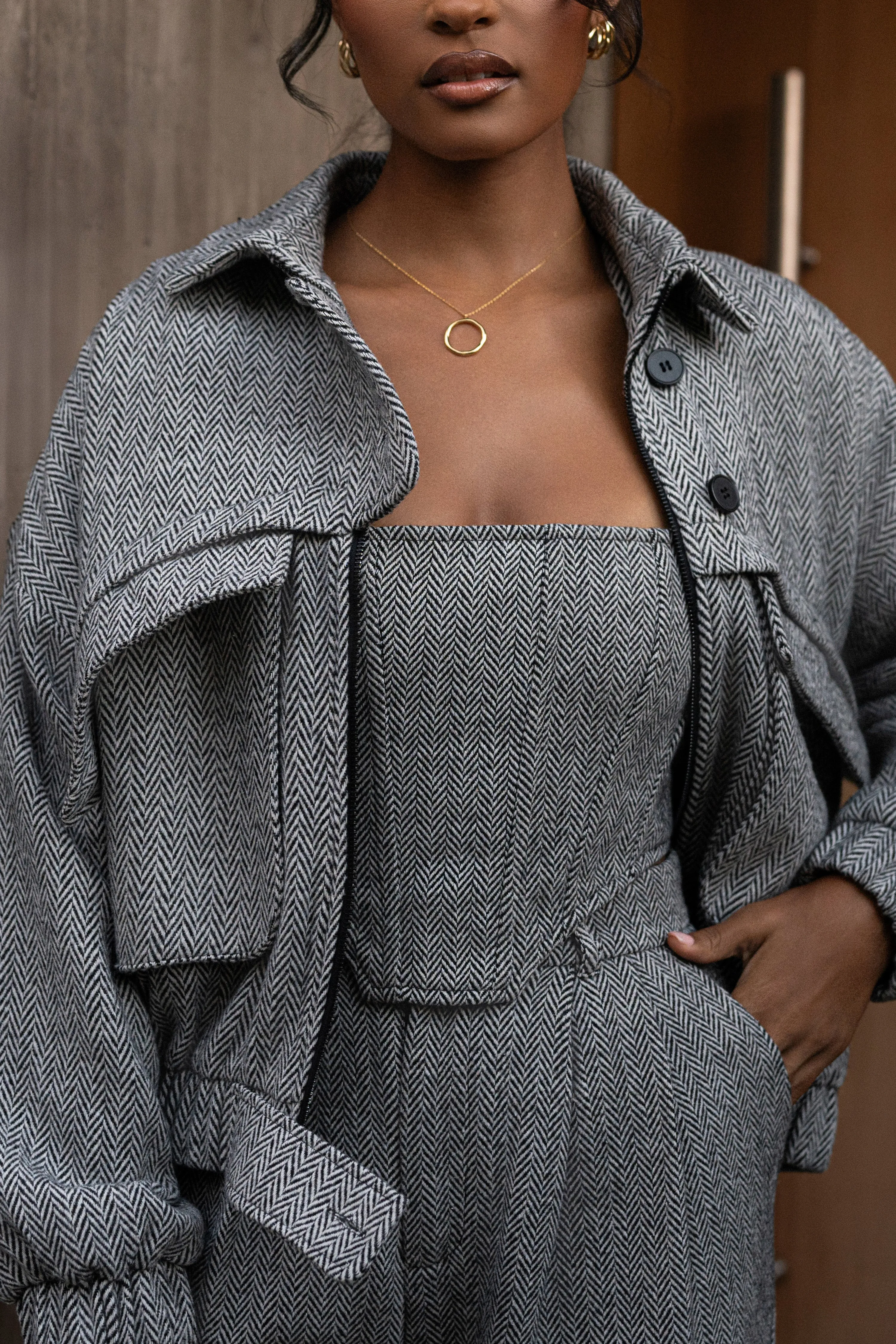 Classic Herringbone Corset Top sold by JLUXLABEL product image thumbnail 4