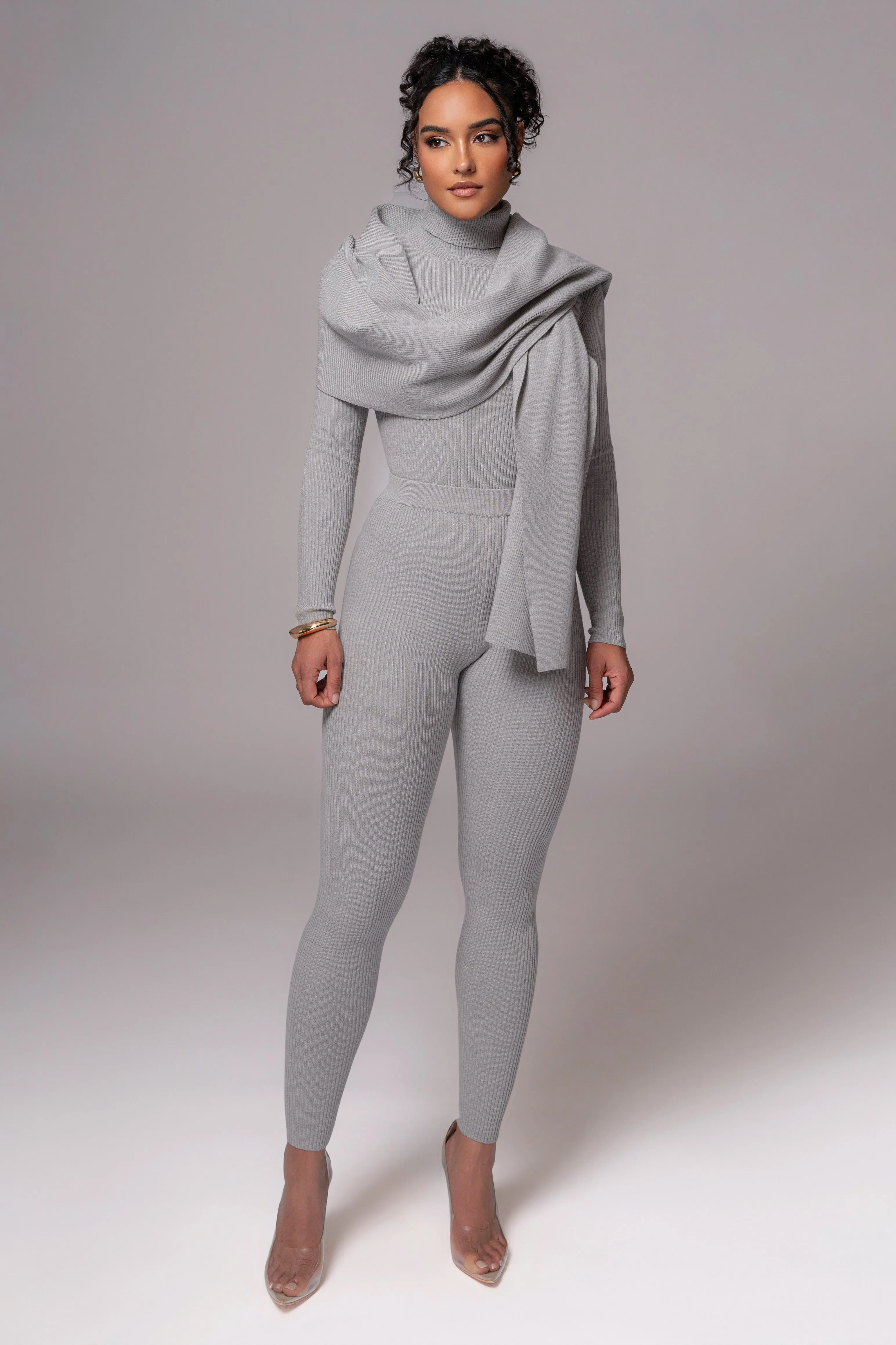 Heather Grey Arlett Turtleneck Bodysuit sold by JLUXLABEL product image thumbnail 3