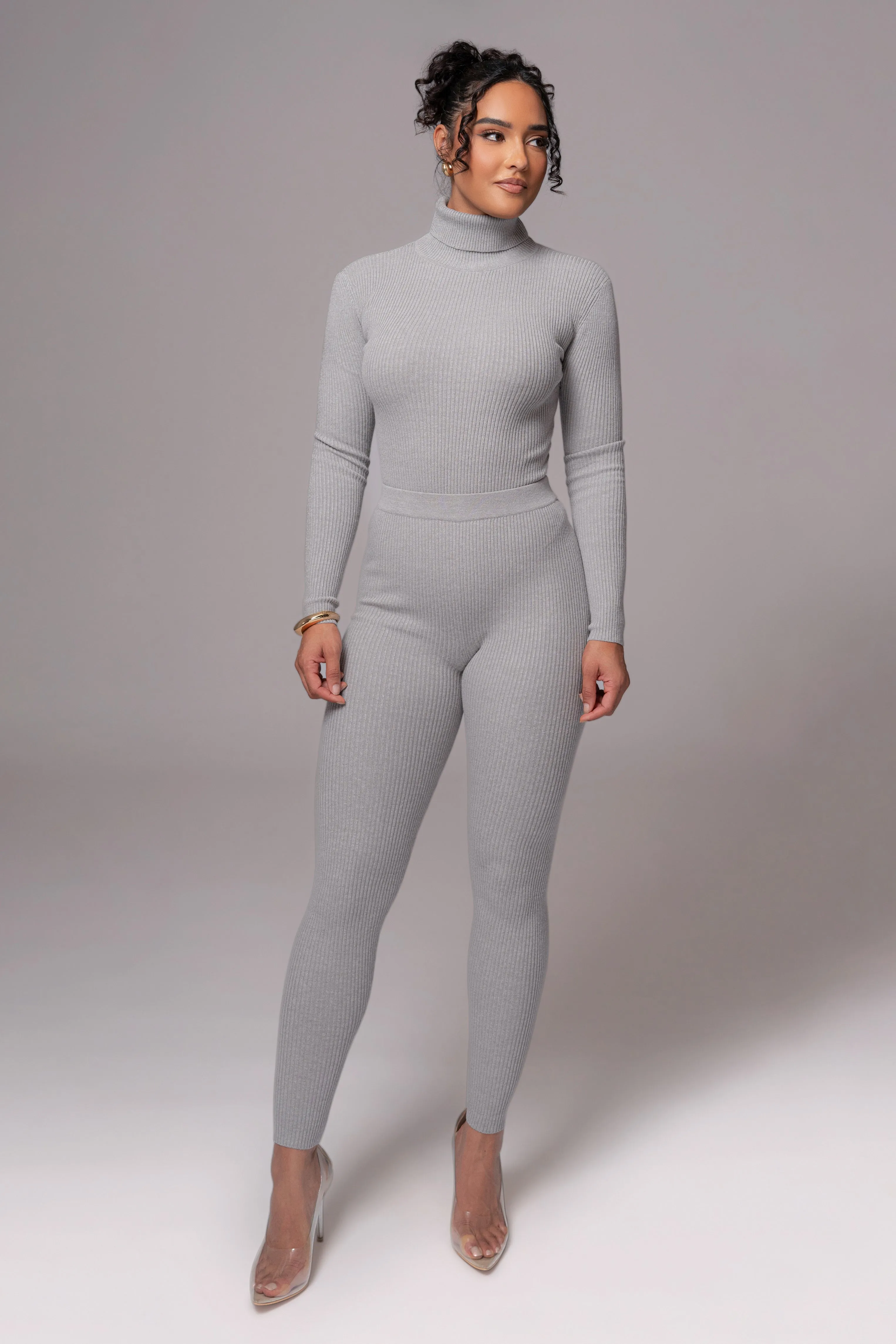 Heather Grey Arlett Turtleneck Bodysuit sold by JLUXLABEL product image thumbnail 2