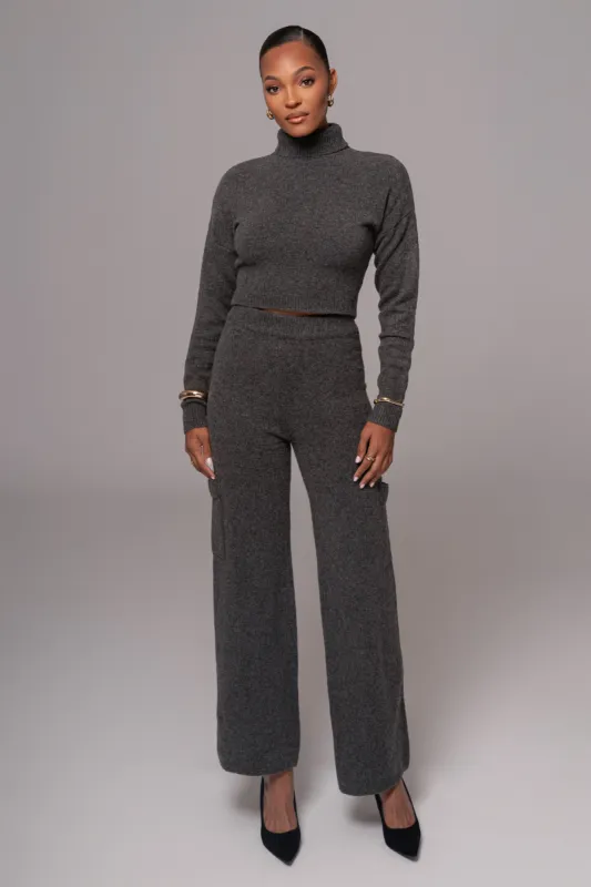 Charcoal Chelsey Knit Pant Set sold by JLUXLABEL