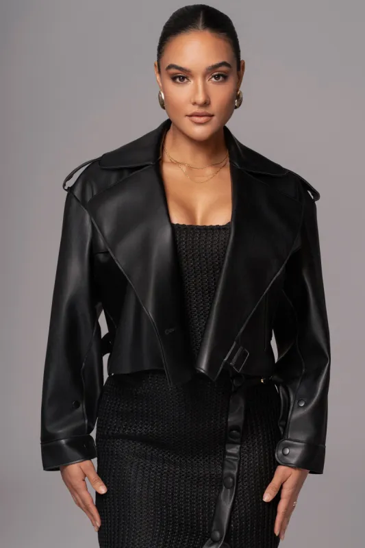 Black Raja Faux Leather Jacket sold by JLUXLABEL