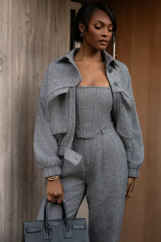 Classic Herringbone Bomber Jacket sold by JLUXLABEL