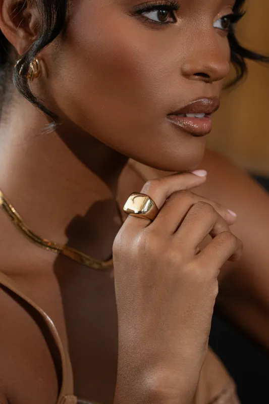 Gold Chunky Square Ring sold by JLUXLABEL