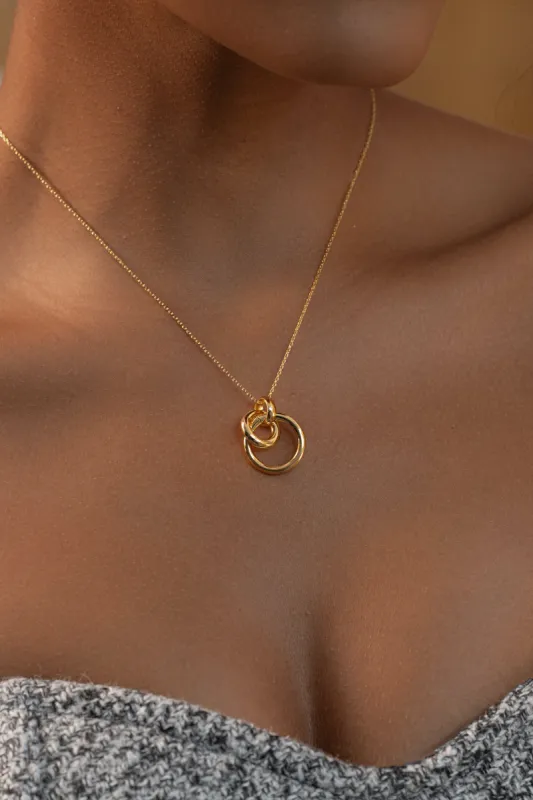 Gold Double Hoop Pendant Necklace sold by JLUXLABEL