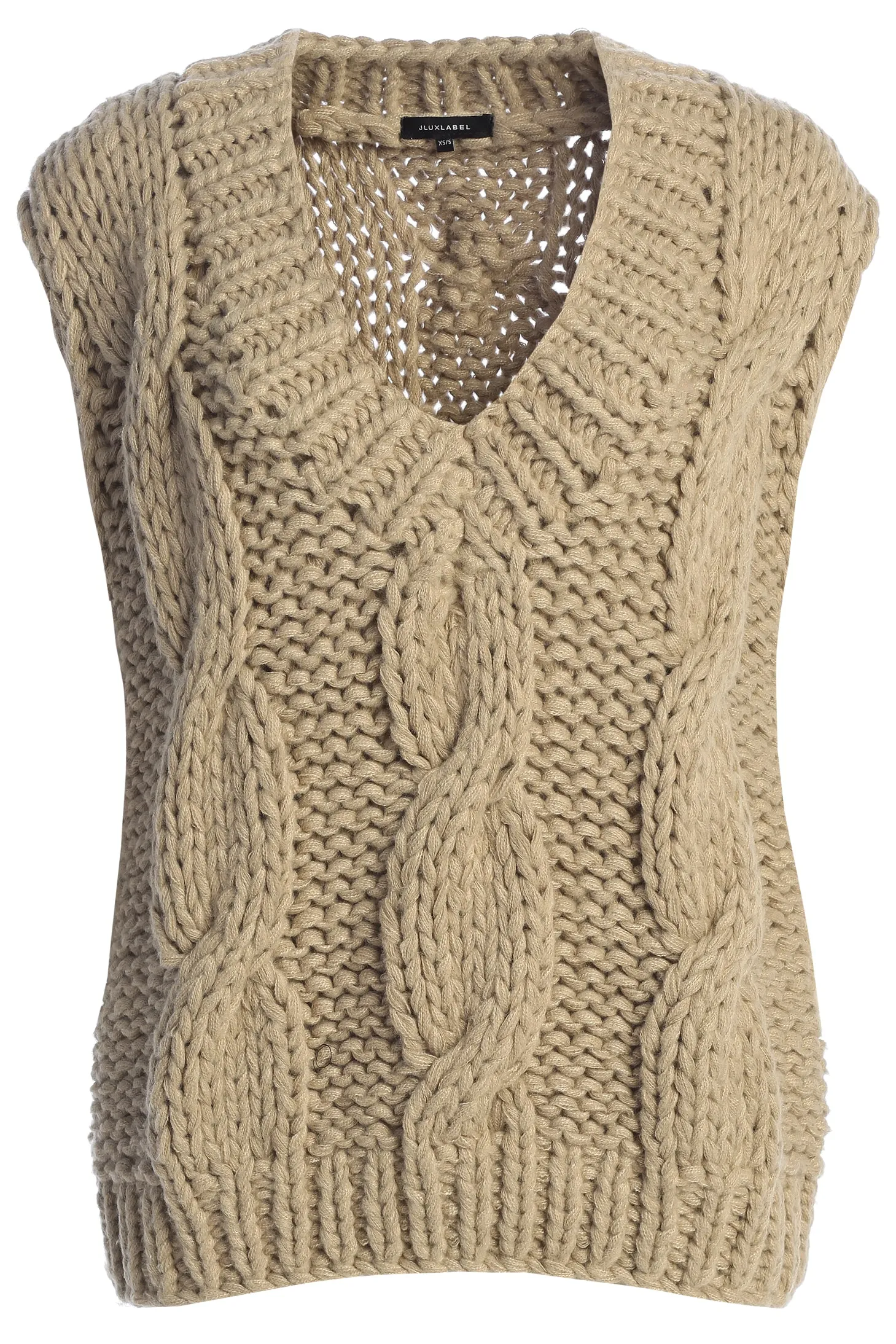 Taupe Mari Cable Knit Vest sold by JLUXLABEL product image thumbnail 2