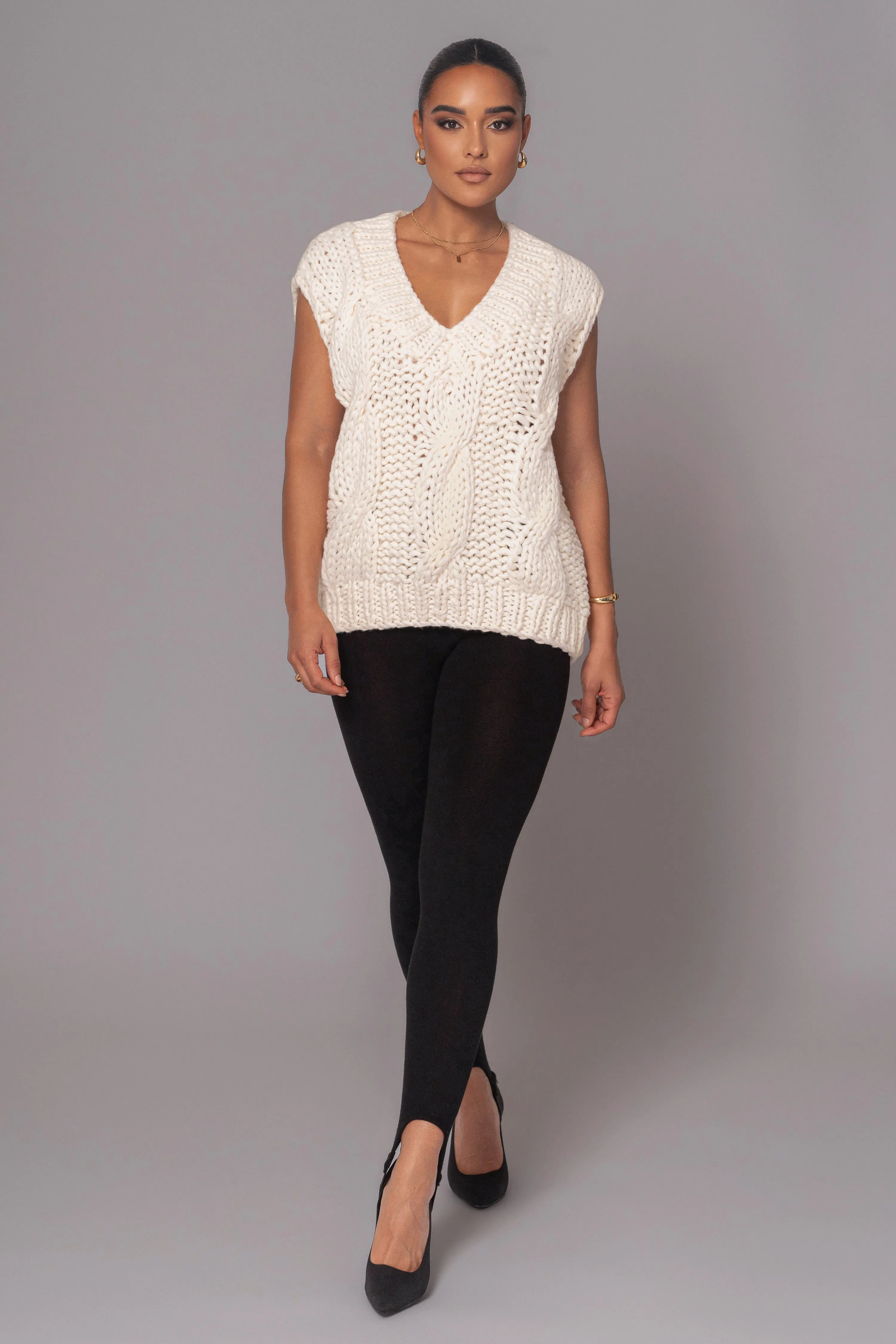 Ivory Mari Cable Knit Vest sold by JLUXLABEL product image thumbnail 3