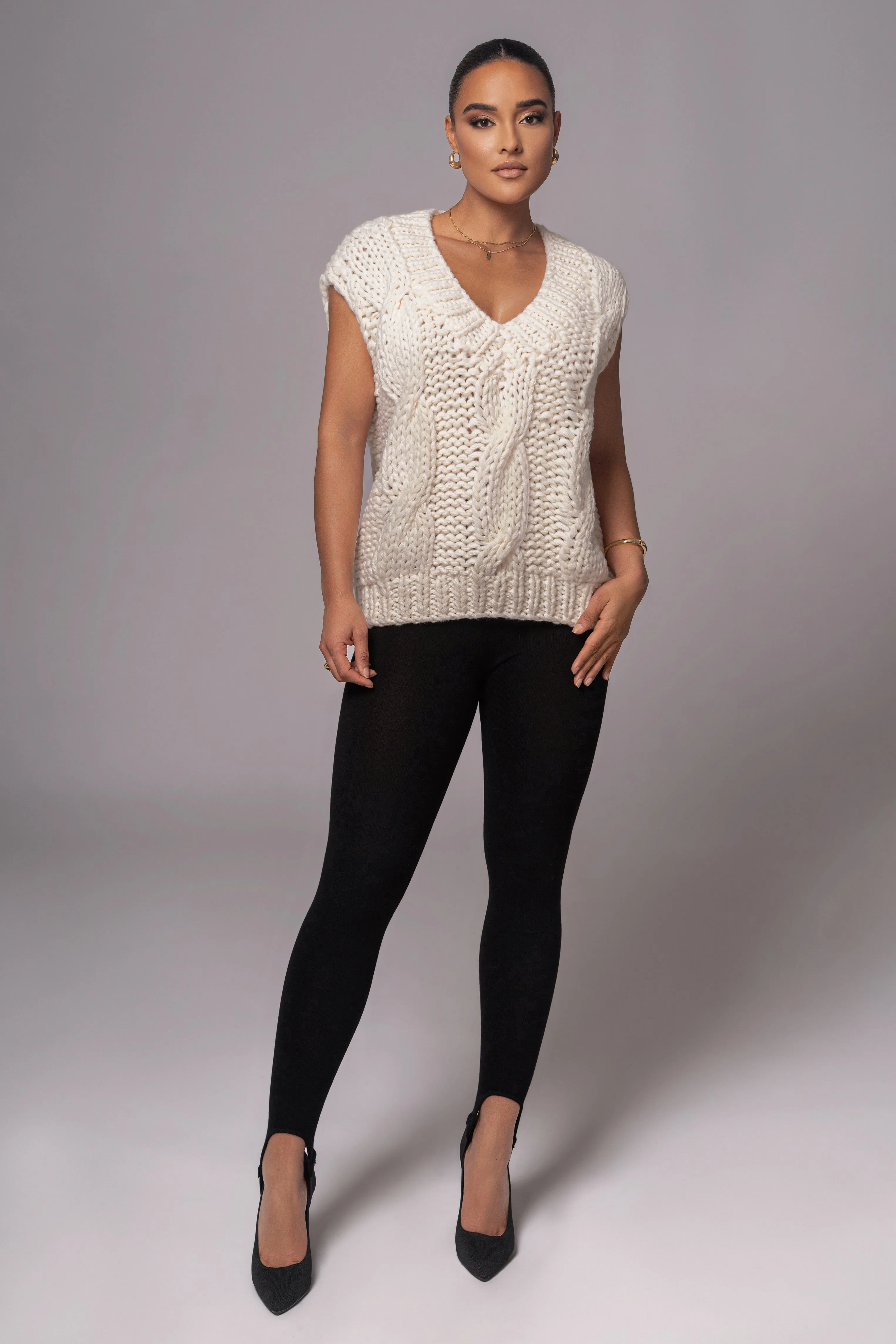 Ivory Mari Cable Knit Vest sold by JLUXLABEL