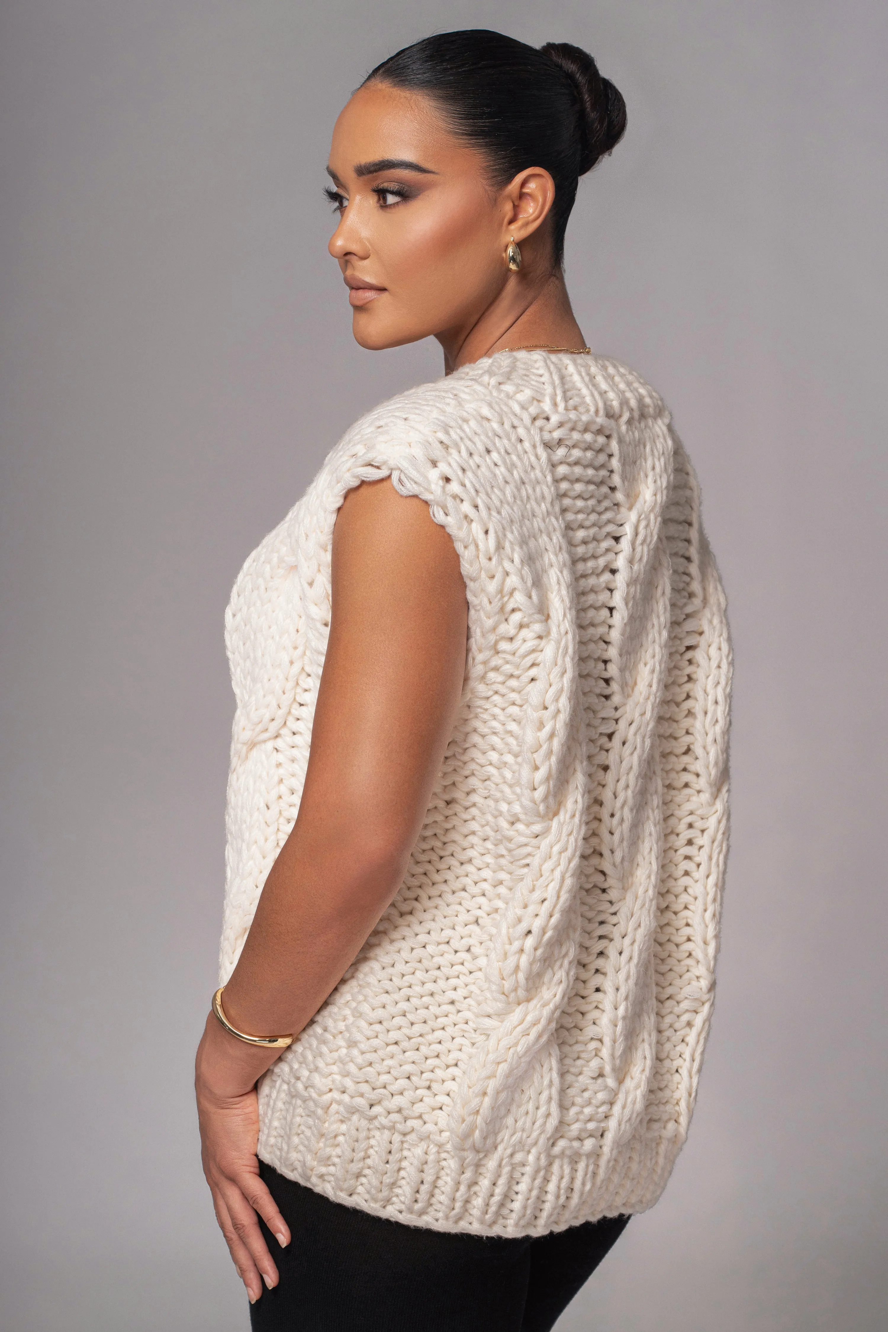 Ivory Mari Cable Knit Vest sold by JLUXLABEL product image thumbnail 4