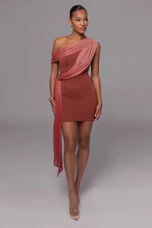Red Asymmetric Drape Mini Dress sold by JLUXLABEL