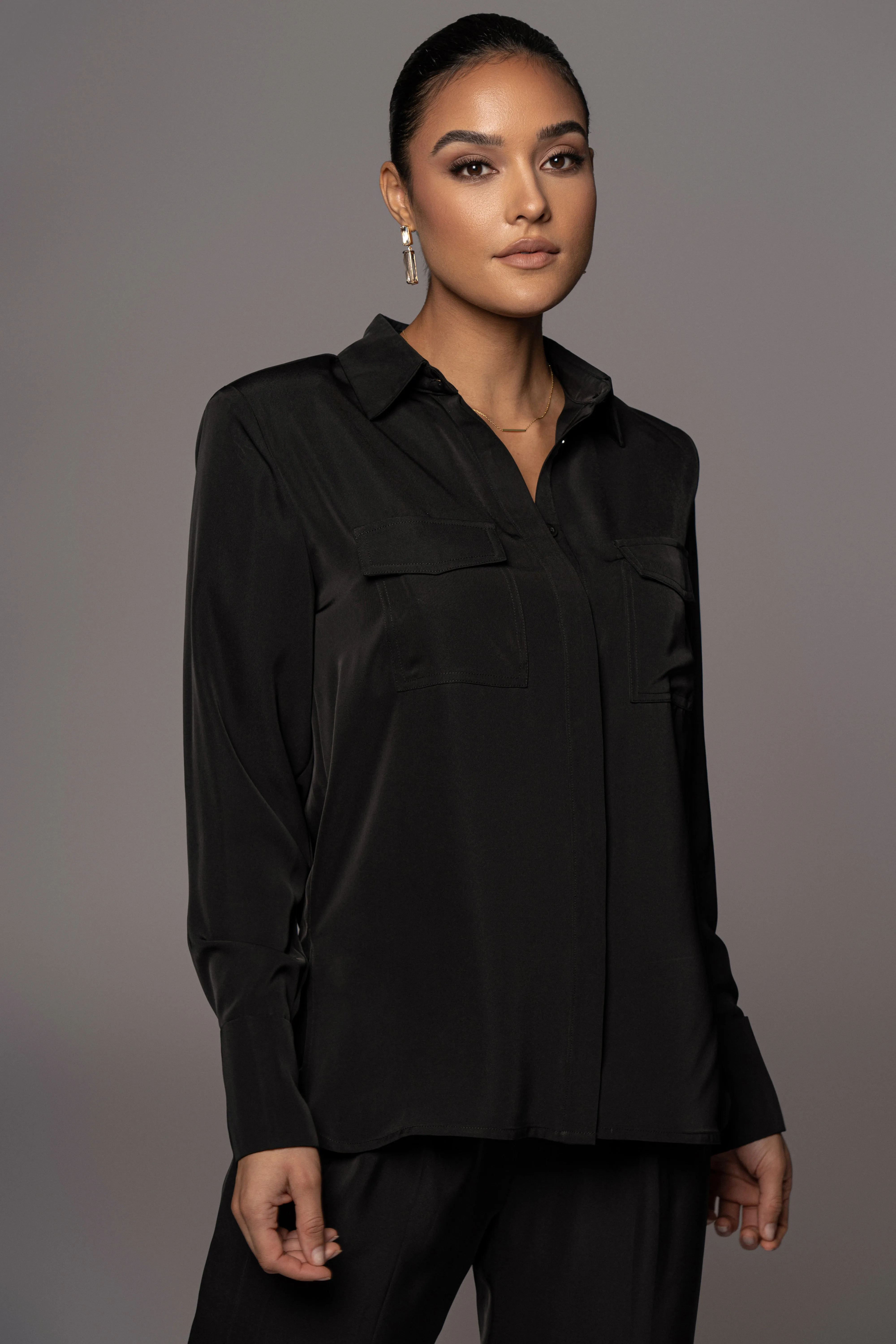 Black Misty Button Up sold by JLUXLABEL product image thumbnail 3