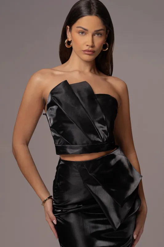 Black Gala Pleated Top sold by JLUXLABEL