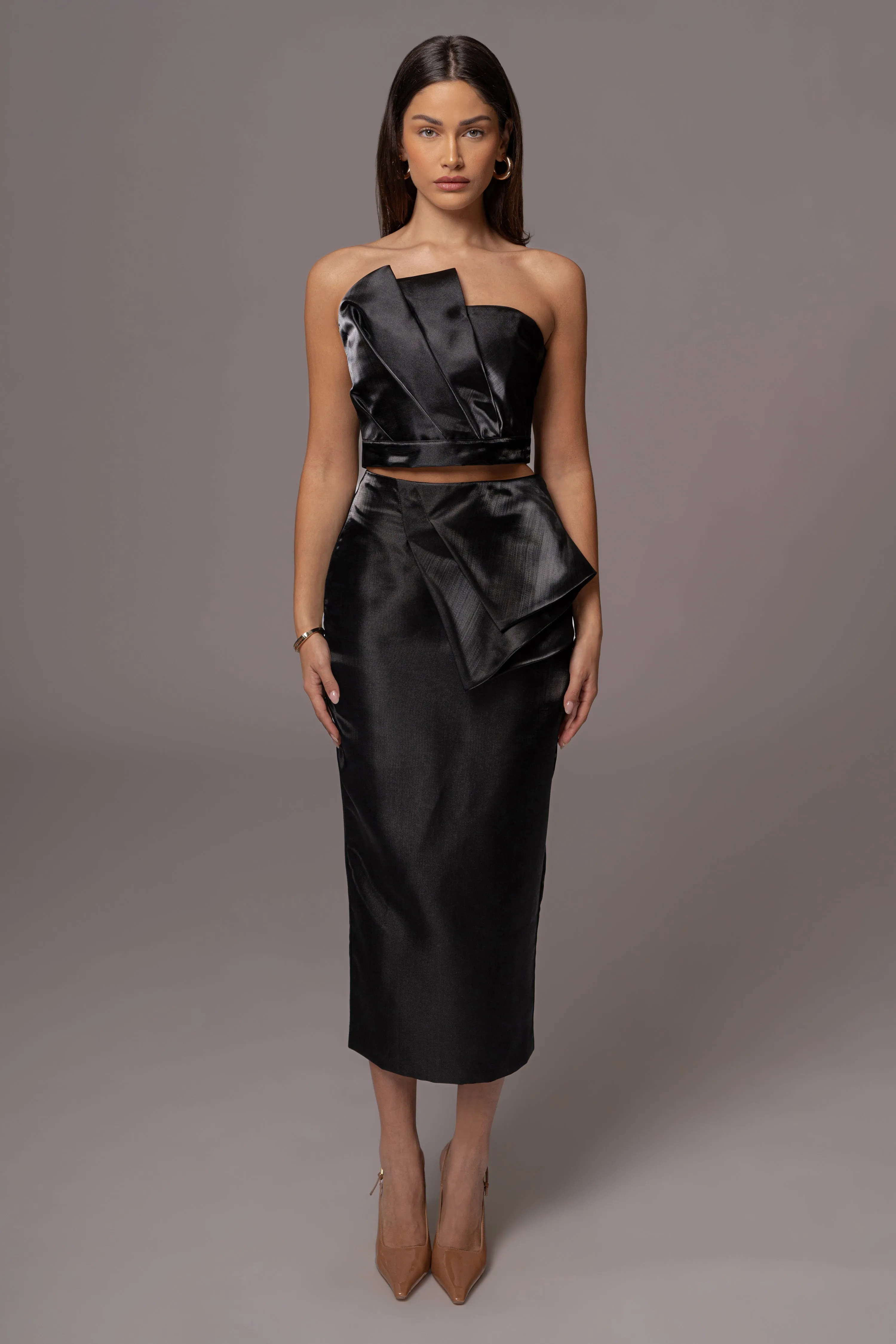 Black Gala Pleated Top sold by JLUXLABEL product image thumbnail 3