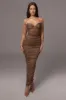 Bronze Ruched Metallic Maxi Dress sold by JLUXLABEL