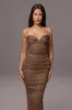 Bronze Ruched Metallic Maxi Dress sold by JLUXLABEL