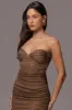 Bronze Ruched Metallic Maxi Dress sold by JLUXLABEL